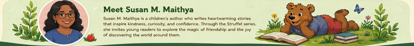 Illustrated author panel for Susan M. Maithya